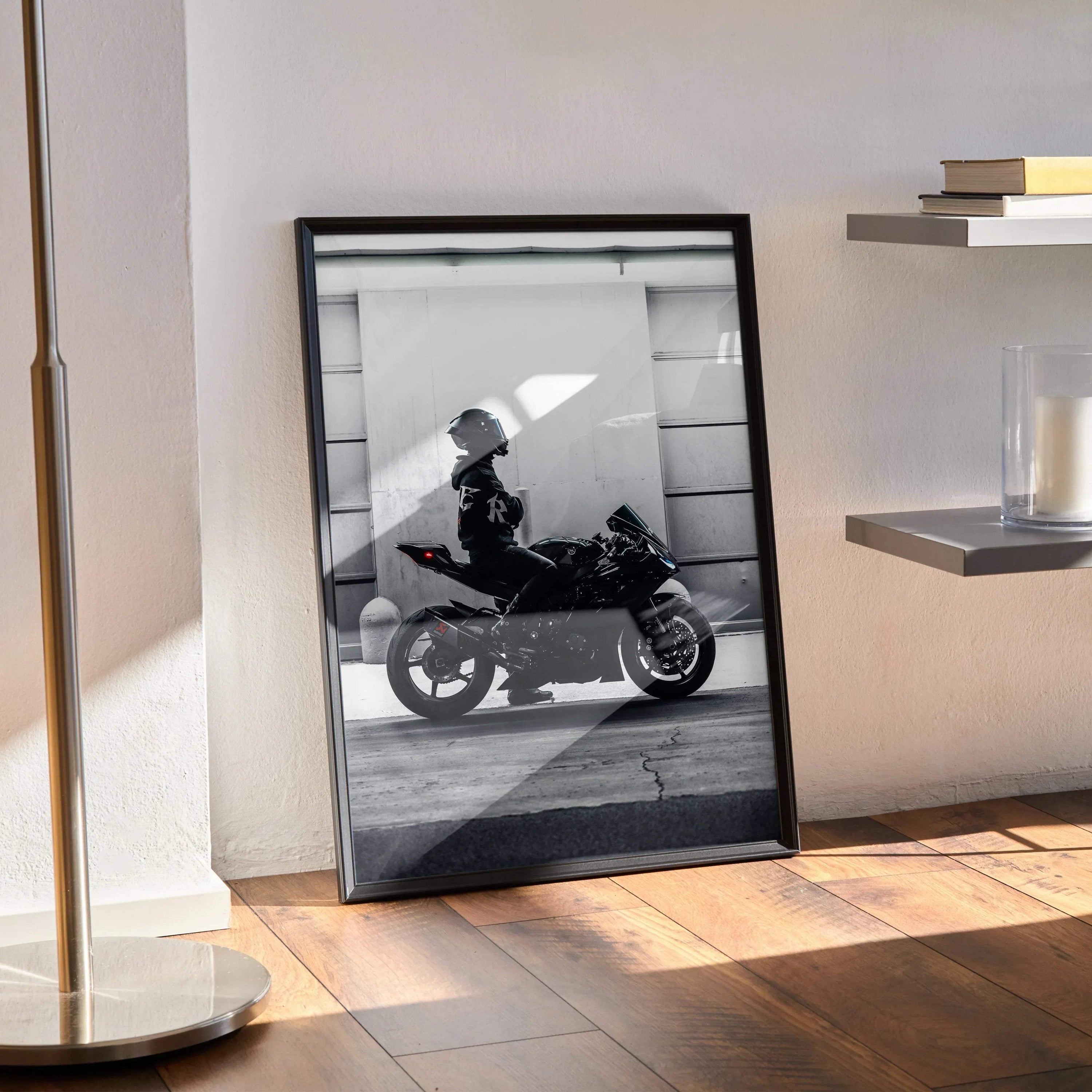 Biker Poster #004 - Male | AGV Pista Helmet | Yamaha R6 Motorcycle - Throttle Designs