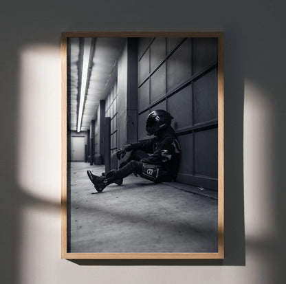 Biker Poster #002 - Male | AGV Pista Helmet | Yamaha R6 Motorcycle - Throttle Designs