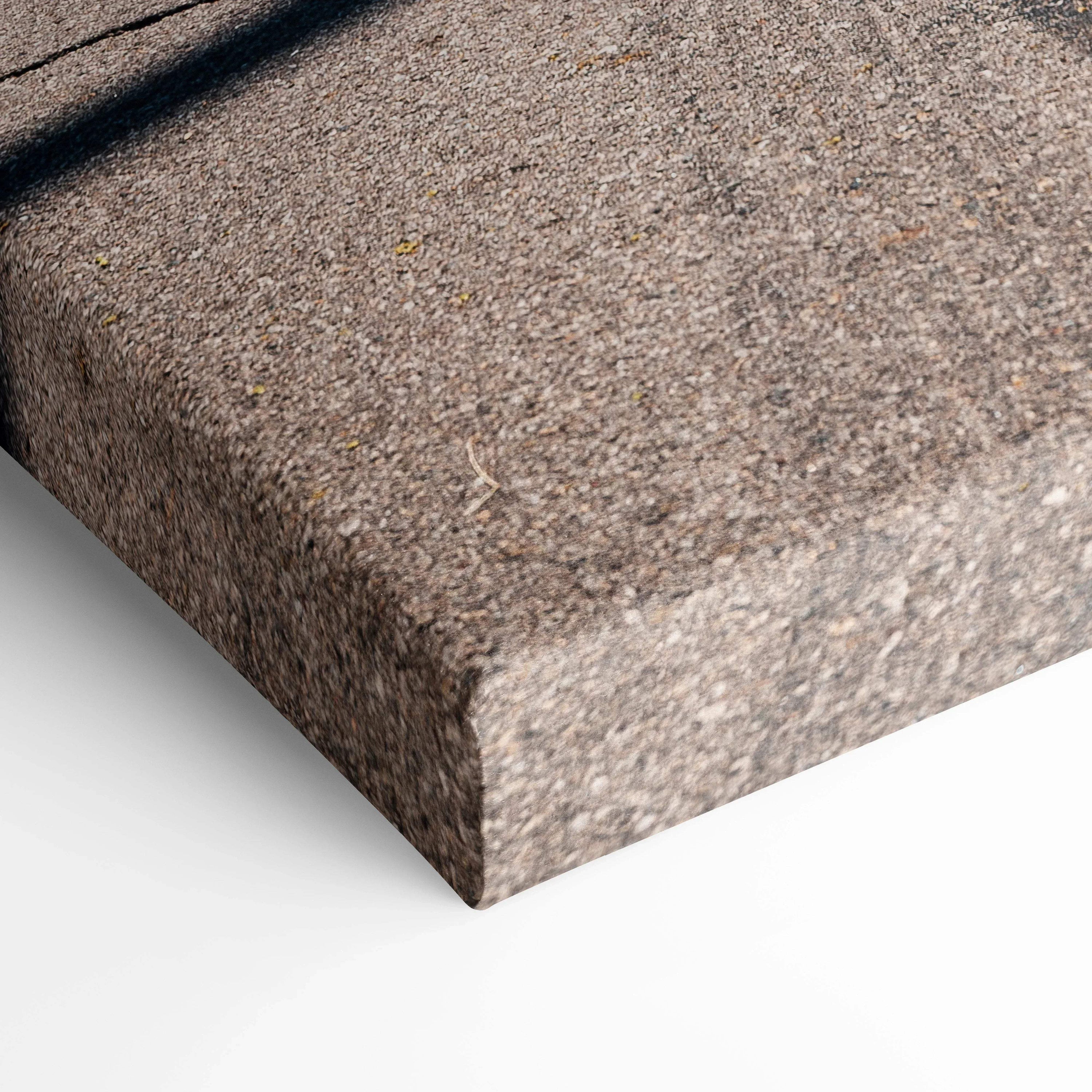 Close-up of textured gray fabric canvas edge for wall art print.