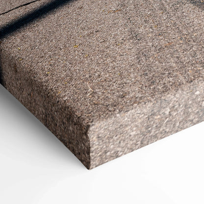 Close-up of textured gray fabric canvas edge for wall art print.