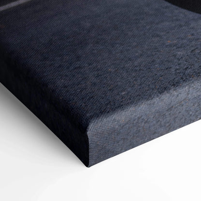Close-up of black textured canvas wrap corner for vertical wall art canvas print.