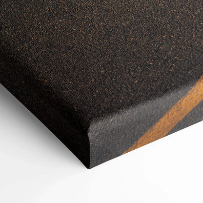 Close-up of black textured canvas corner with subtle orange detail, vertical wall art canvas print.