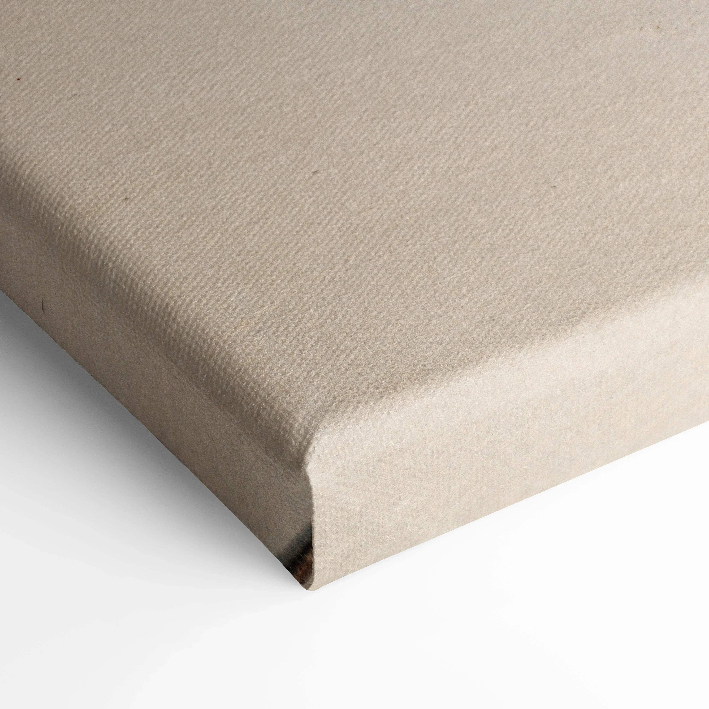 Beige blank canvas wall art with textured surface and wrapped edges.