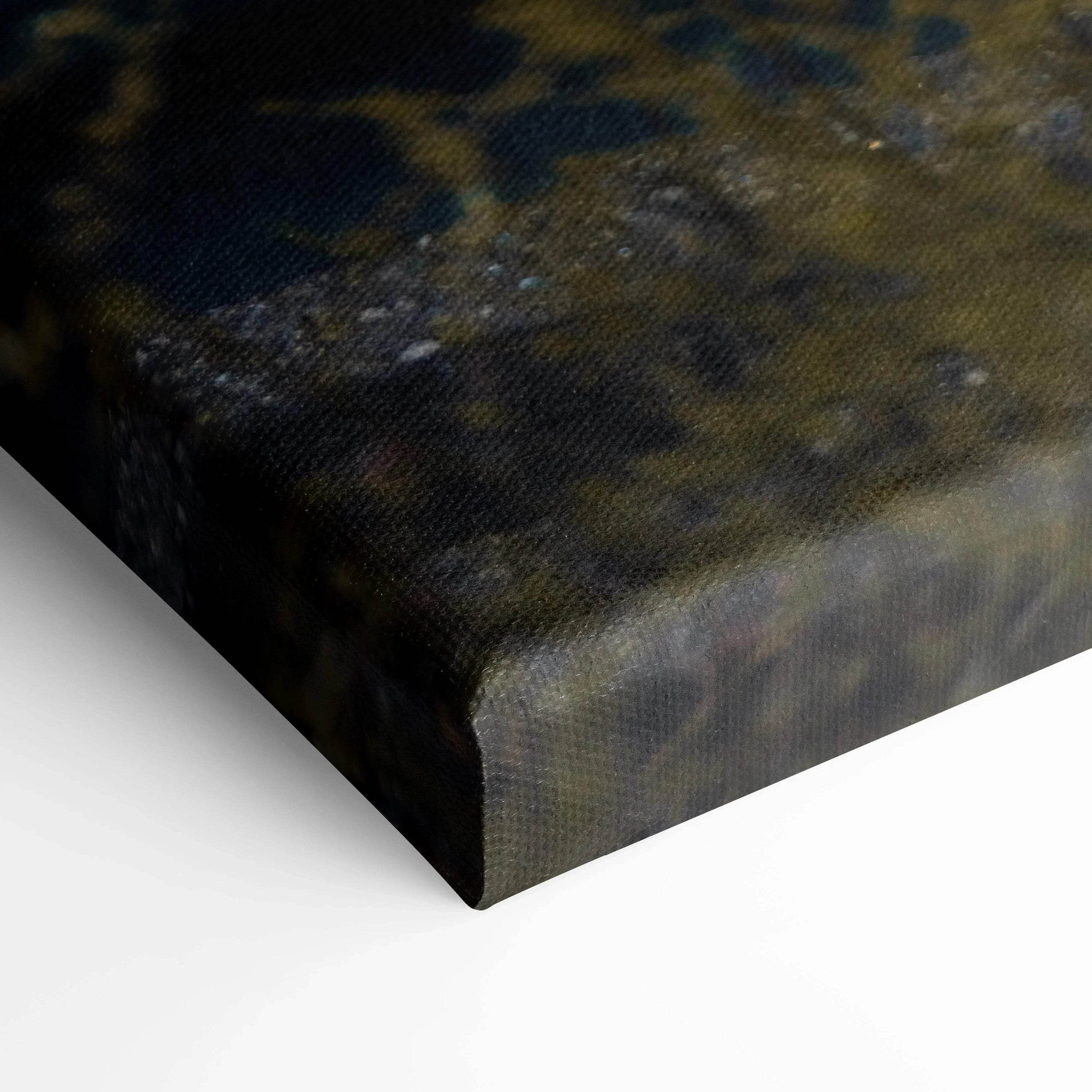 Close-up of dark textured canvas showing detailed weave for high-quality wall art print.
