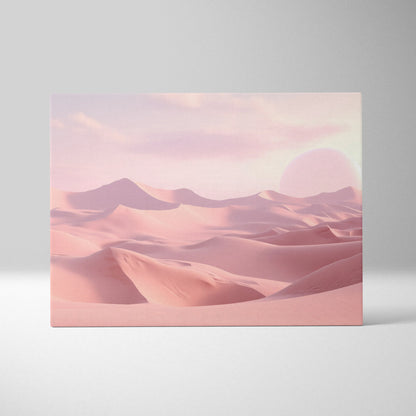 Pink desert dunes minimalist digital art canvas with soft gradients for modern wall decor.