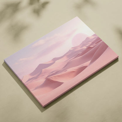 Minimalist pink desert dunes canvas wall art with soft pastel tones and smooth sand textures.