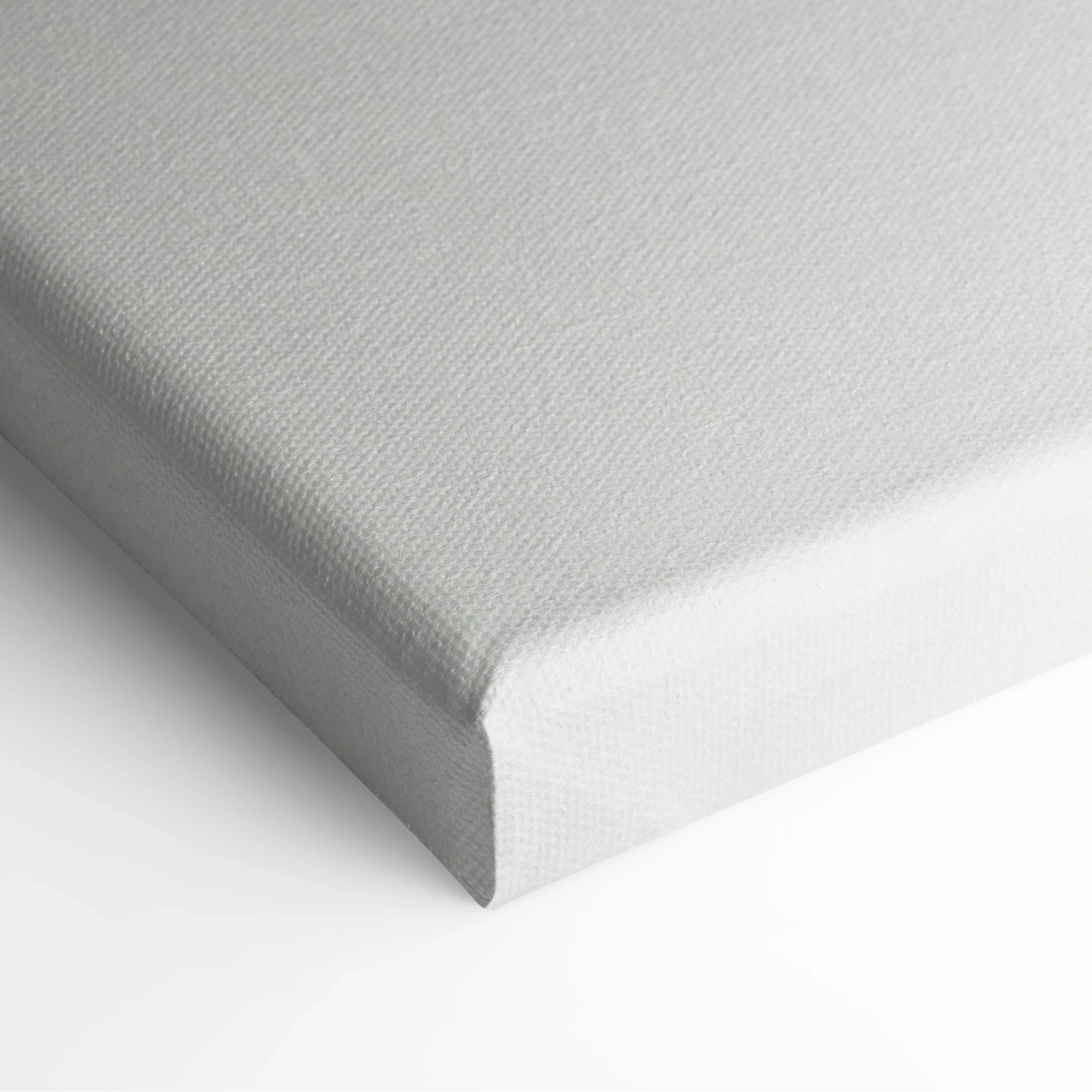 White gallery-wrapped canvas stretched tightly for minimalist wall art decor.