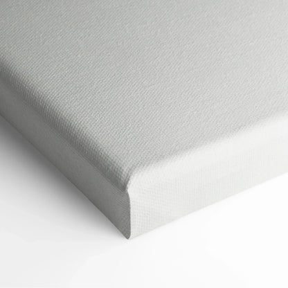 White gallery-wrapped canvas stretched tightly for minimalist wall art decor.