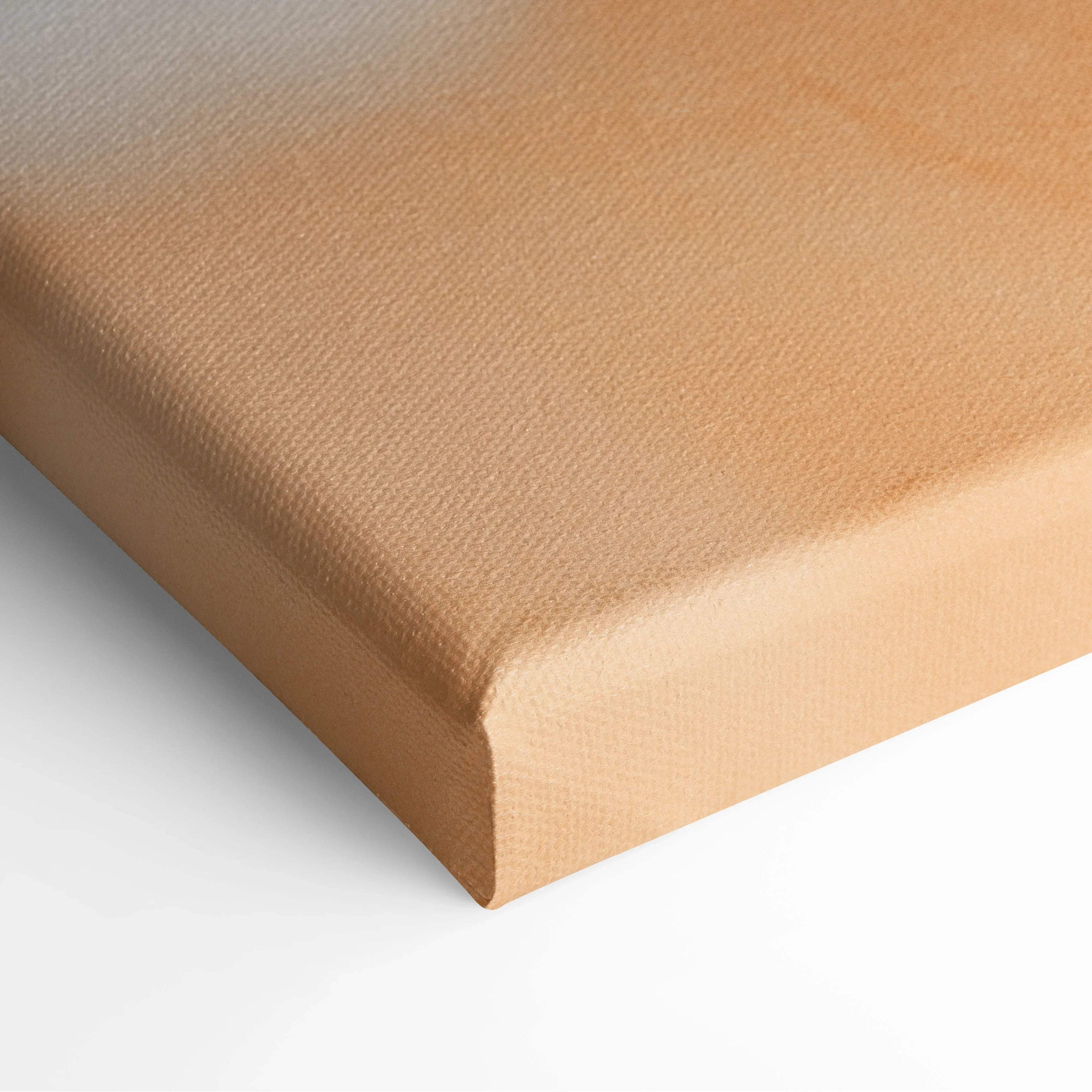 Close-up of orange rose floral canvas wall art corner with textured fabric surface and modern home decor style.