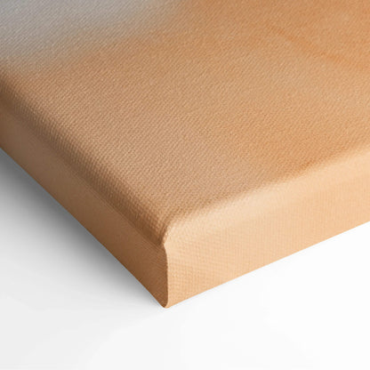 Close-up of orange rose floral canvas wall art corner with textured fabric surface and modern home decor style.