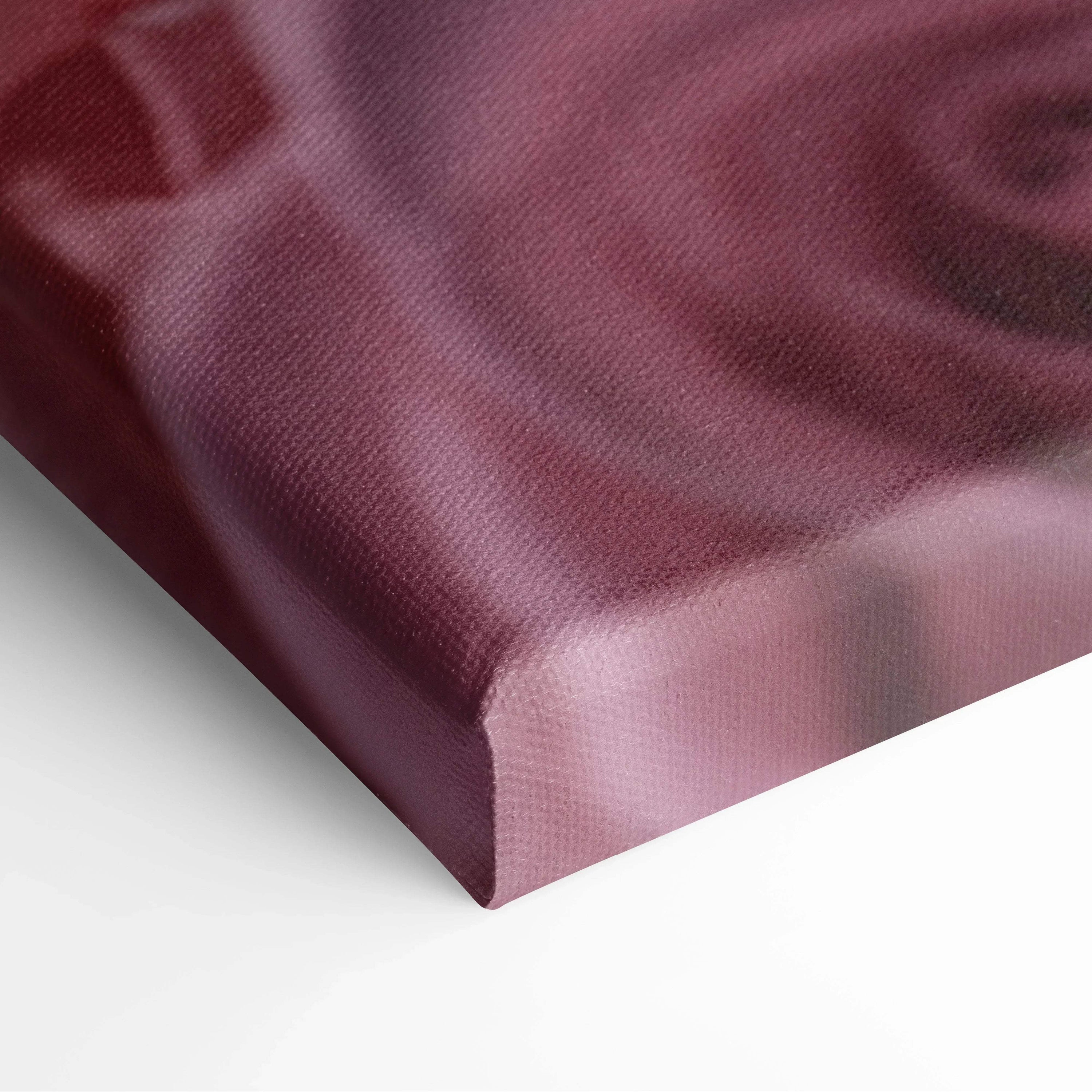 Close-up of pink rose floral artwork on stretched canvas wall art with textured surface and sharp corner edges.