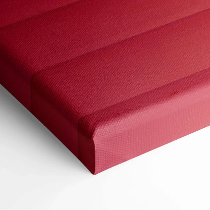 Red textured canvas art with a modern abstract design, stretched edge visible for wall art display.