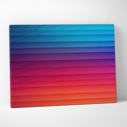 Abstract gradient canvas art with horizontal bands shifting from deep blue to vibrant red wall art.