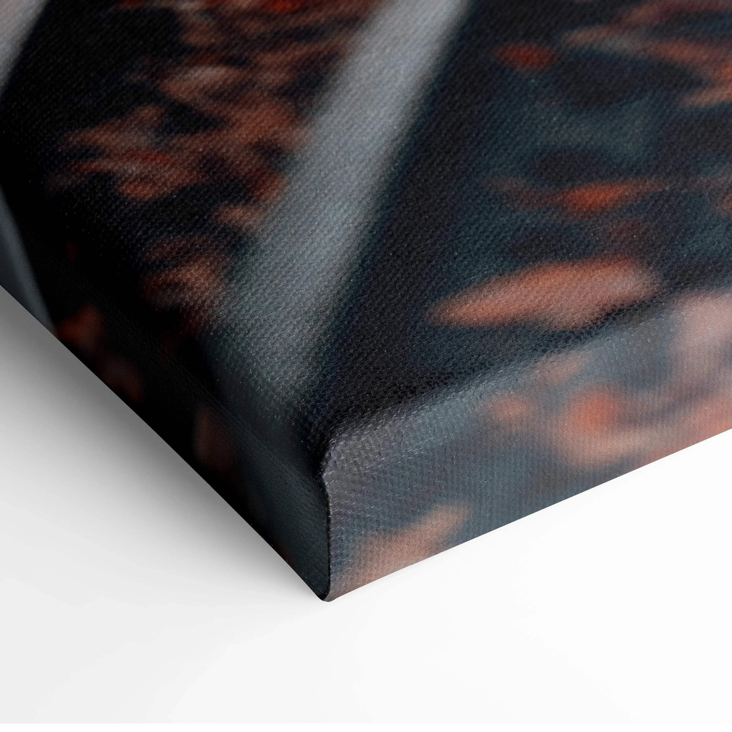 Close-up of vibrant autumn leaves on textured canvas art with rich orange and brown tones wall art.