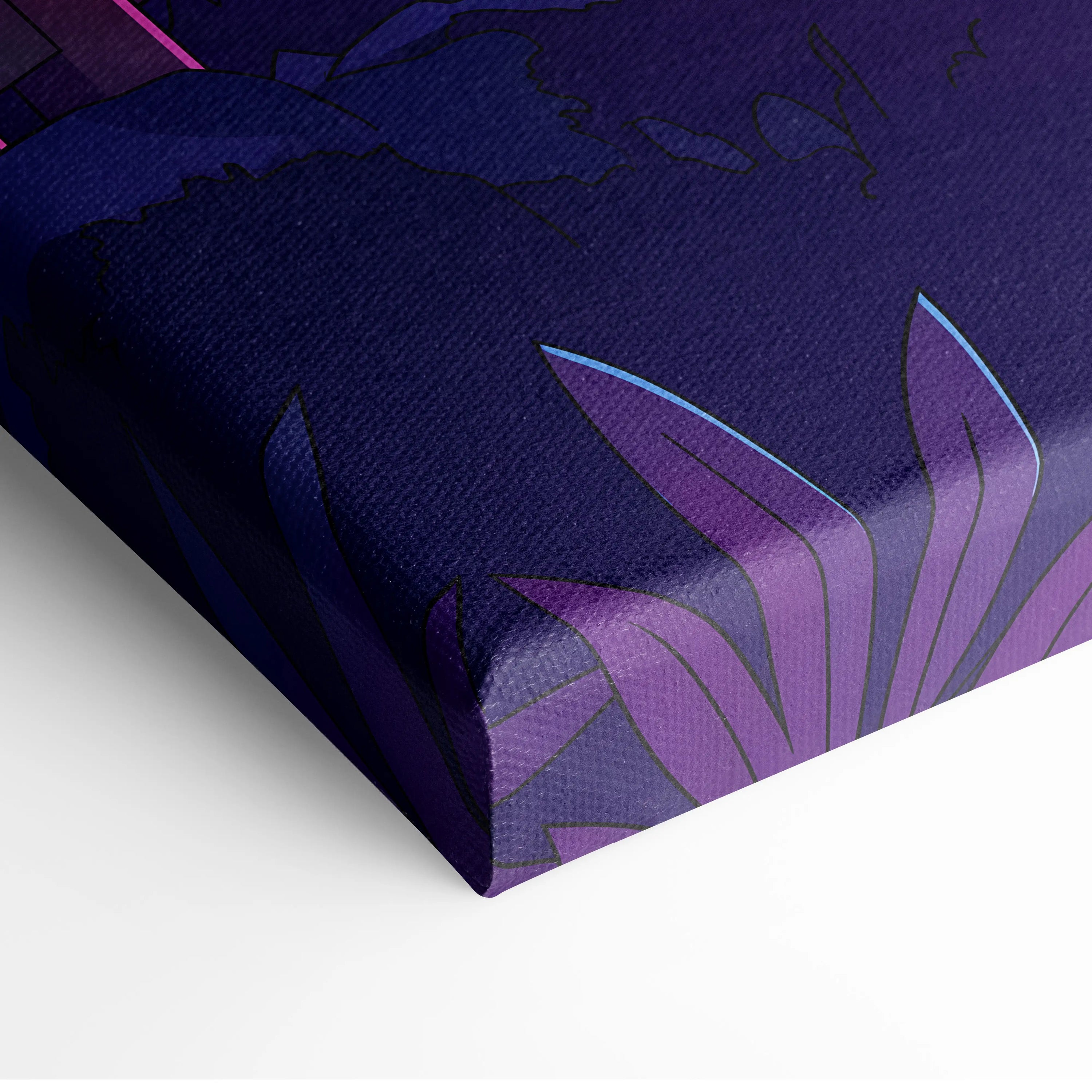Vaporwave Fuji Dream Canvas - Mount Fuji Purple Pink Blue Living Room Vaporwave Dream Neon Nostalgia Wall Art Canvas