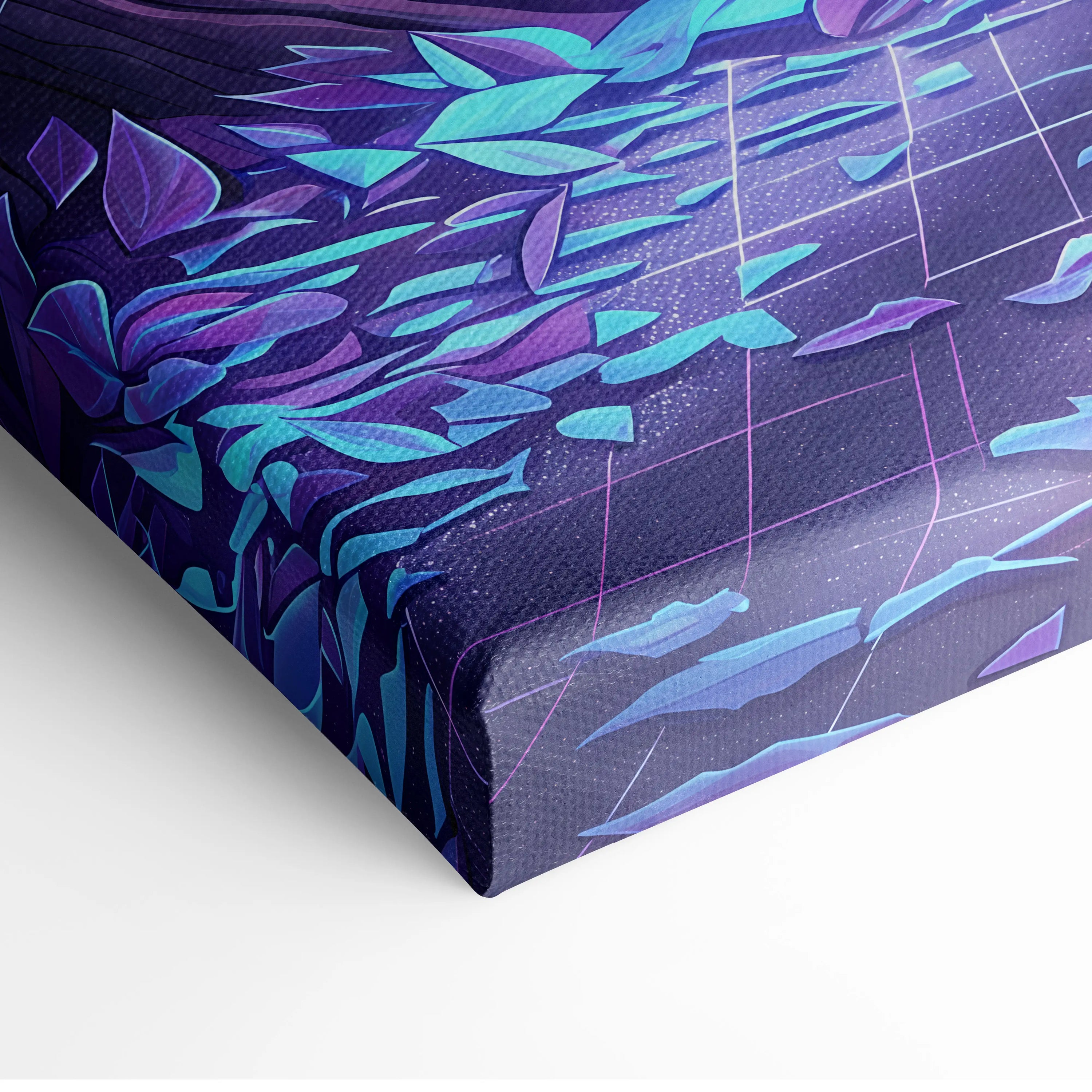 Neon Forest Vaporwave Canvas - Forest Neon Purple Blue Bedroom Vaporwave Dreamy Retrofuturism Neon Wall Art Canvas