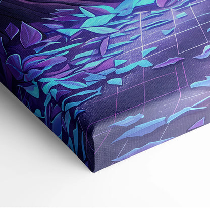 Neon Forest Vaporwave Canvas - Forest Neon Purple Blue Bedroom Vaporwave Dreamy Retrofuturism Neon Wall Art Canvas