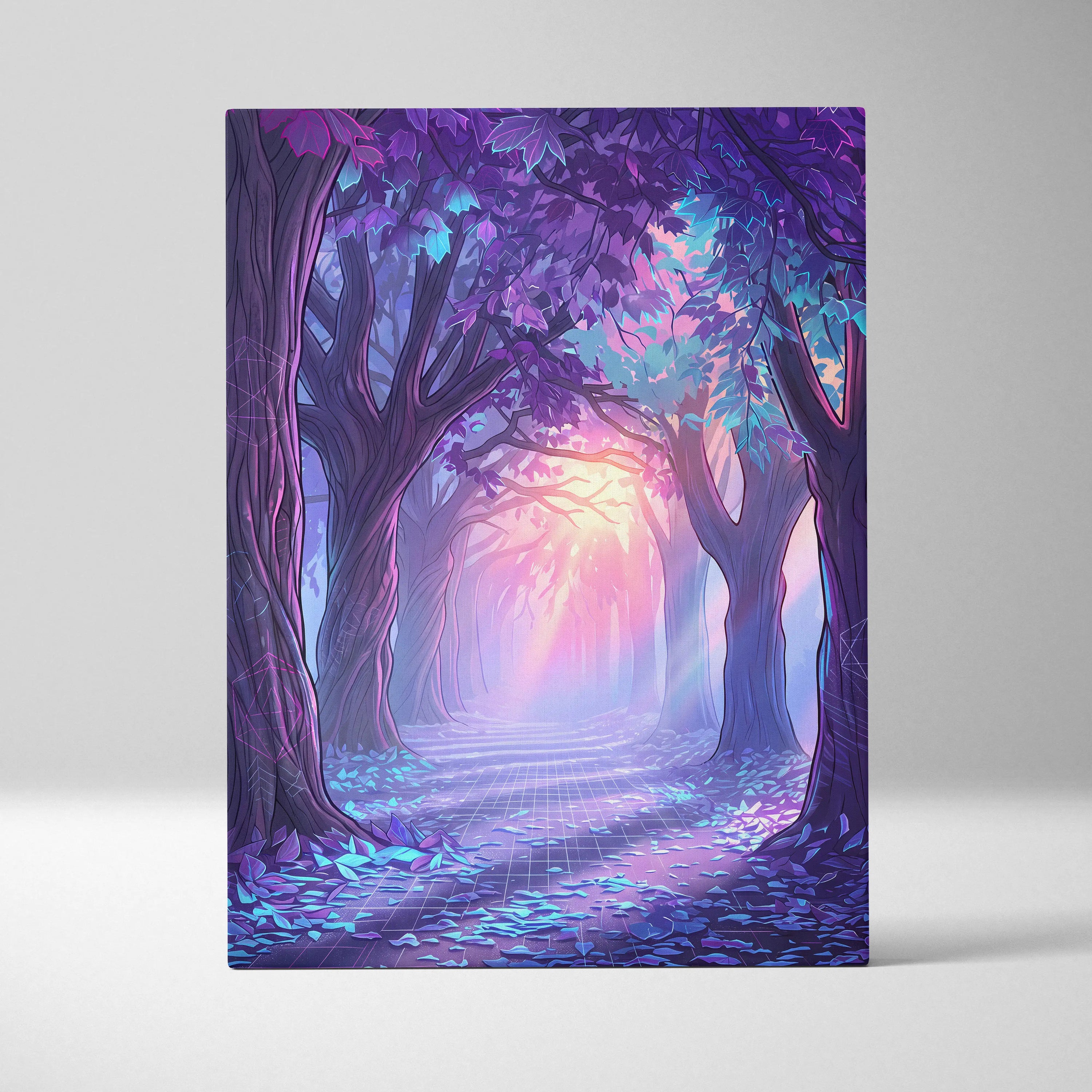 Neon Forest Vaporwave Canvas - Forest Neon Purple Blue Bedroom Vaporwave Dreamy Retrofuturism Neon Wall Art Canvas