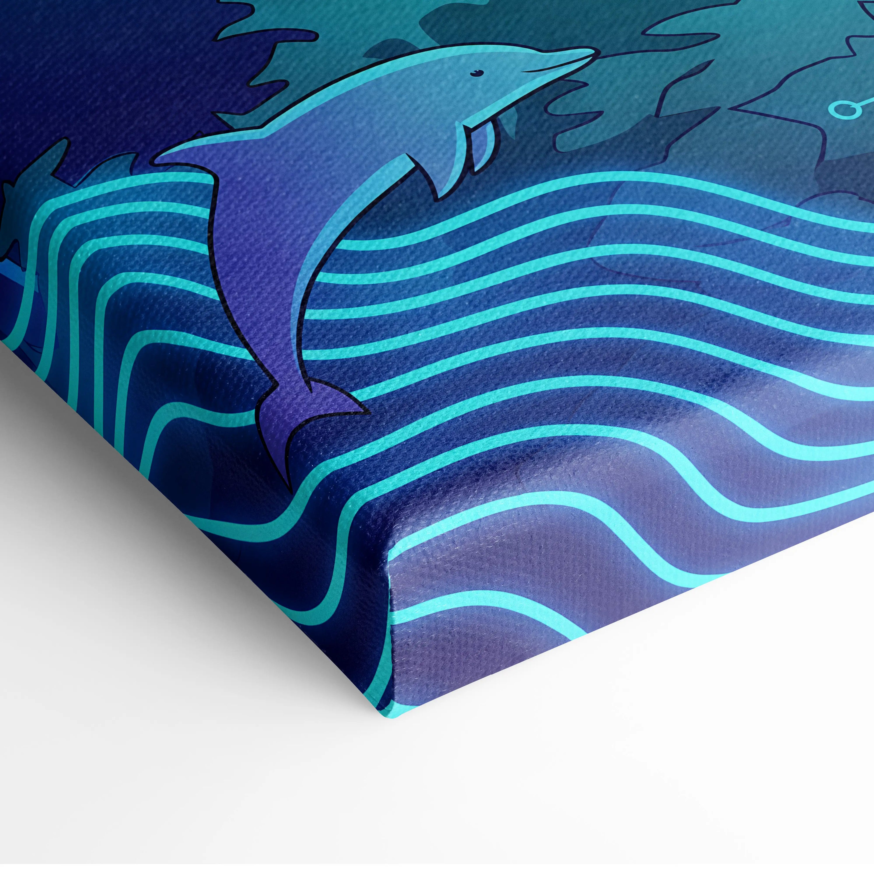Neon Vaporwave Forest Canvas - Vaporwave Landscape Blue Purple Pink Neon Living Room Retro Dreamy Mood Canvas Print