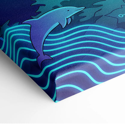 Neon Vaporwave Forest Canvas - Vaporwave Landscape Blue Purple Pink Neon Living Room Retro Dreamy Mood Canvas Print