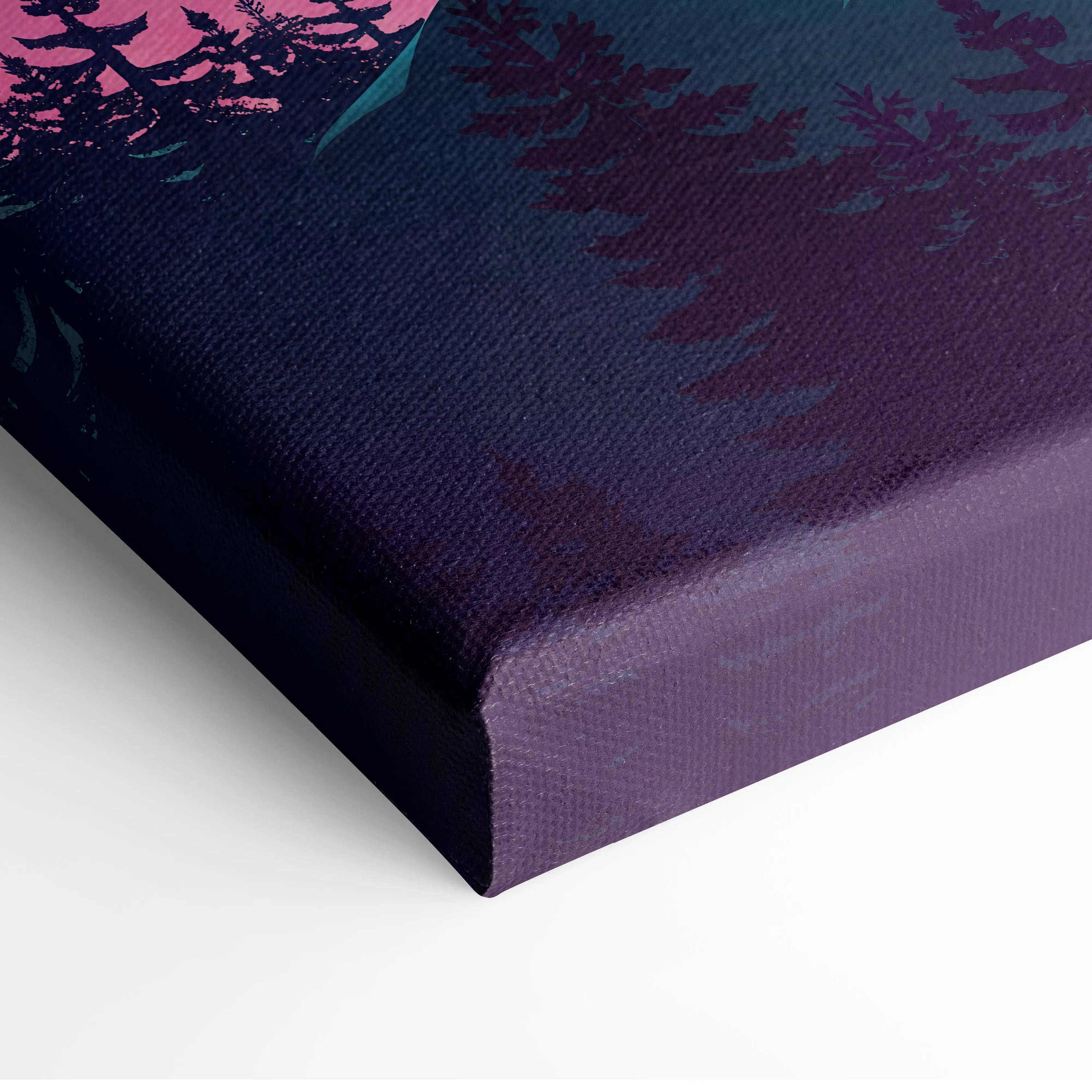 Vaporwave Moonlight Neon Canvas - Vaporwave Neon Pink Blue Living Room Retro-Futurism Dreamy Surreal Modern Art Canvas