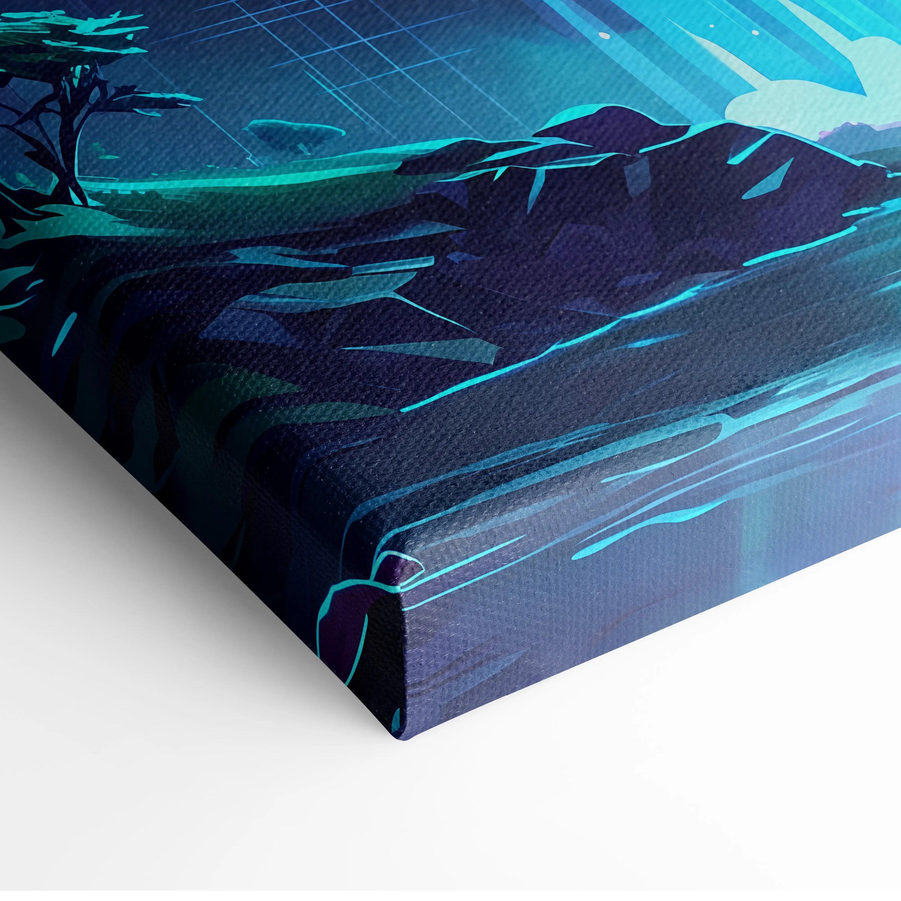 Neon Vaporwave Landscape Canvas - Landscape Neon Pink Cyan Waterfall Vaporwave Dreamy Surreal Mood Modern Decor Canvas