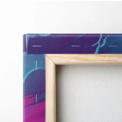Neon Vaporwave Cityscape Canvas - Vaporwave Cityscape Neon Pink Blue Canvas Dreamy Mood, Retro Futurism Decor