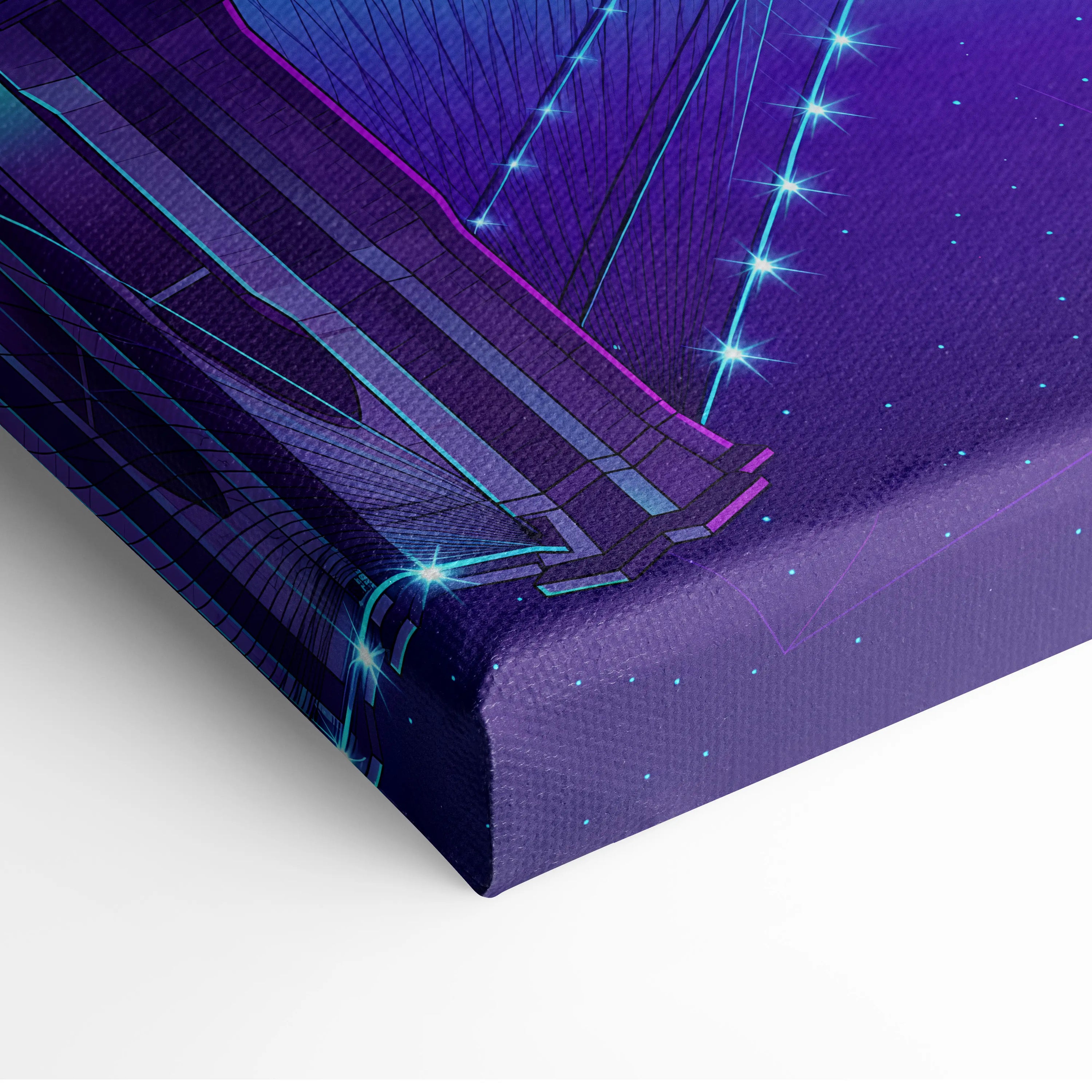 Vaporwave Neon Skyline Canvas Art - Vaporwave Cityscape Purple Neon Living Room Dreamy Neon Mood Wall Art Canvas