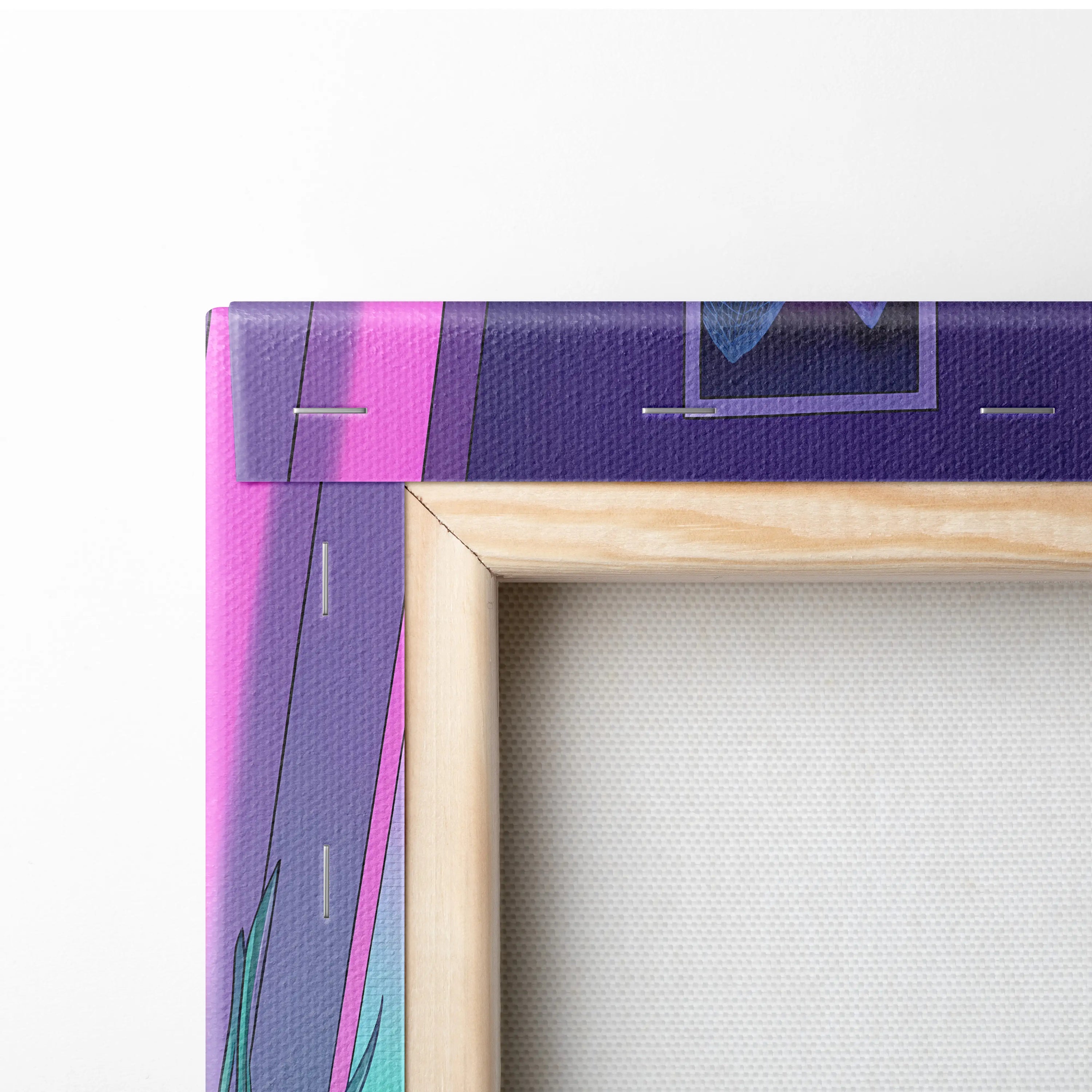 Vaporwave Neon Desk Canvas - Desk Purple Pink Cyan Home Office Vaporwave Dreamy Nostalgic Retro Futurism Canvas