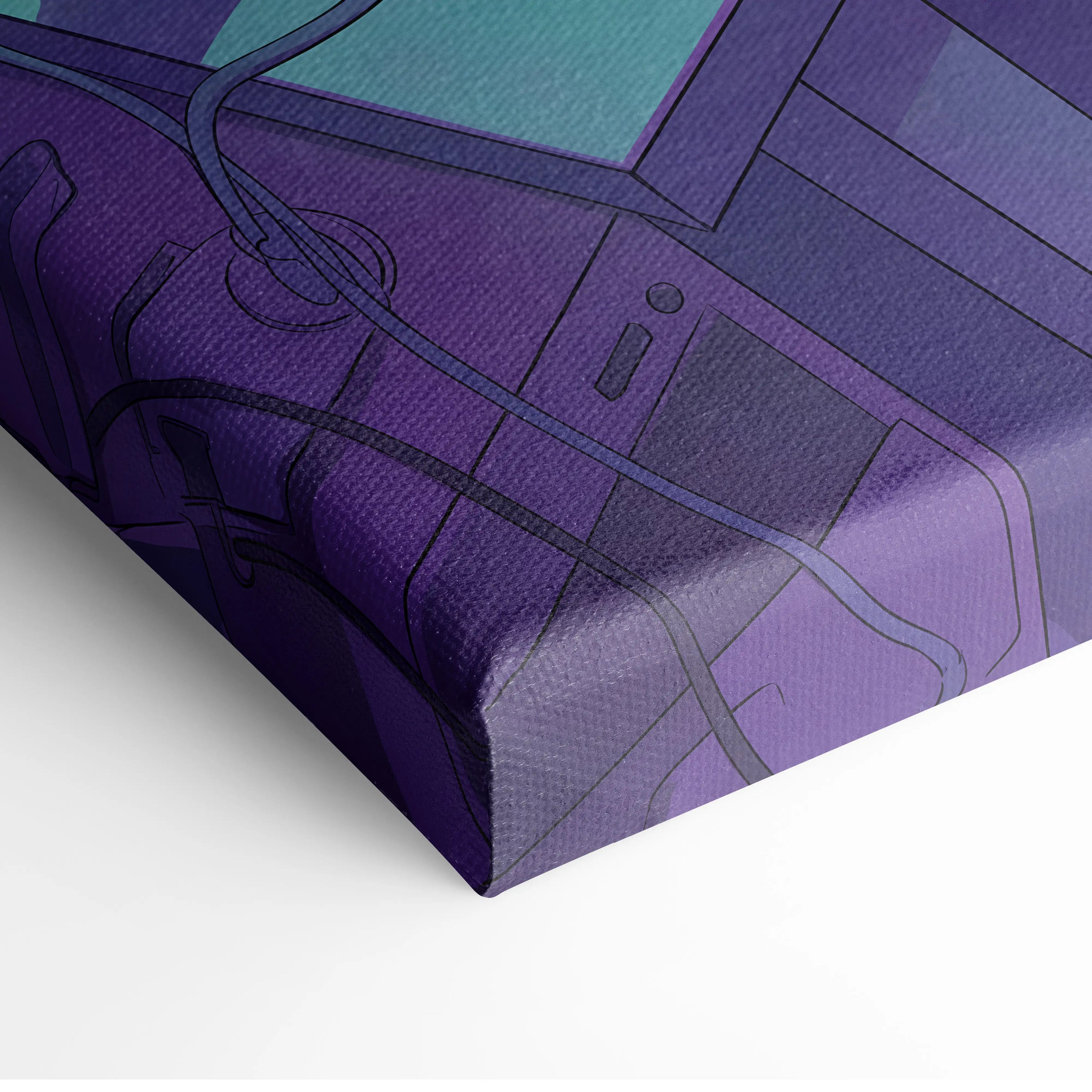 Vaporwave Neon Desk Canvas - Desk Purple Pink Cyan Home Office Vaporwave Dreamy Nostalgic Retro Futurism Canvas