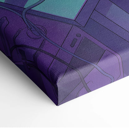 Vaporwave Neon Desk Canvas - Desk Purple Pink Cyan Home Office Vaporwave Dreamy Nostalgic Retro Futurism Canvas