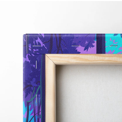 Neon Forest Vaporwave Canvas - Neon Forest Vaporwave Landscape Teal Pink Living Room Dreamy Modern Wall Art Synthwave