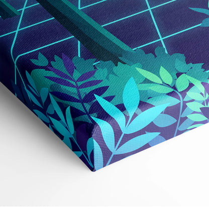 Neon Forest Vaporwave Canvas - Neon Forest Vaporwave Landscape Teal Pink Living Room Dreamy Modern Wall Art Synthwave