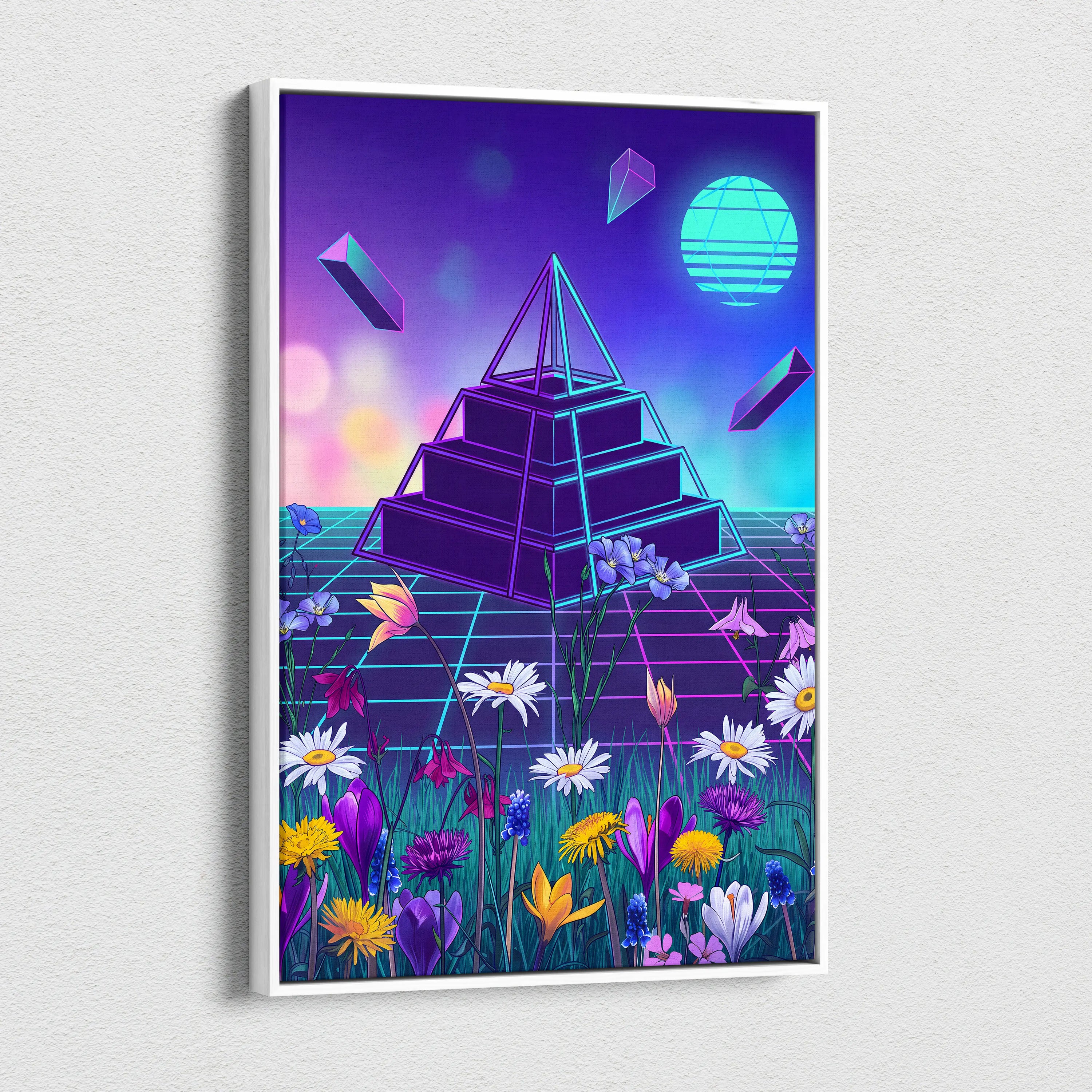 Neon Prism Vaporwave Canvas - Vaporwave Neon Blues Pinks Living Room Dreamy Retro Futurism Synthwave Canvas