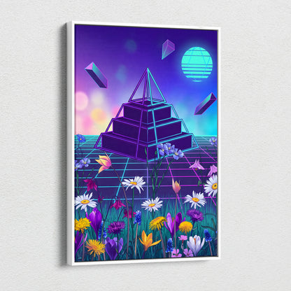 Neon Prism Vaporwave Canvas - Vaporwave Neon Blues Pinks Living Room Dreamy Retro Futurism Synthwave Canvas