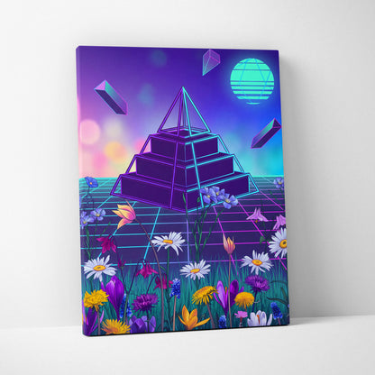 Neon Prism Vaporwave Canvas - Vaporwave Neon Blues Pinks Living Room Dreamy Retro Futurism Synthwave Canvas