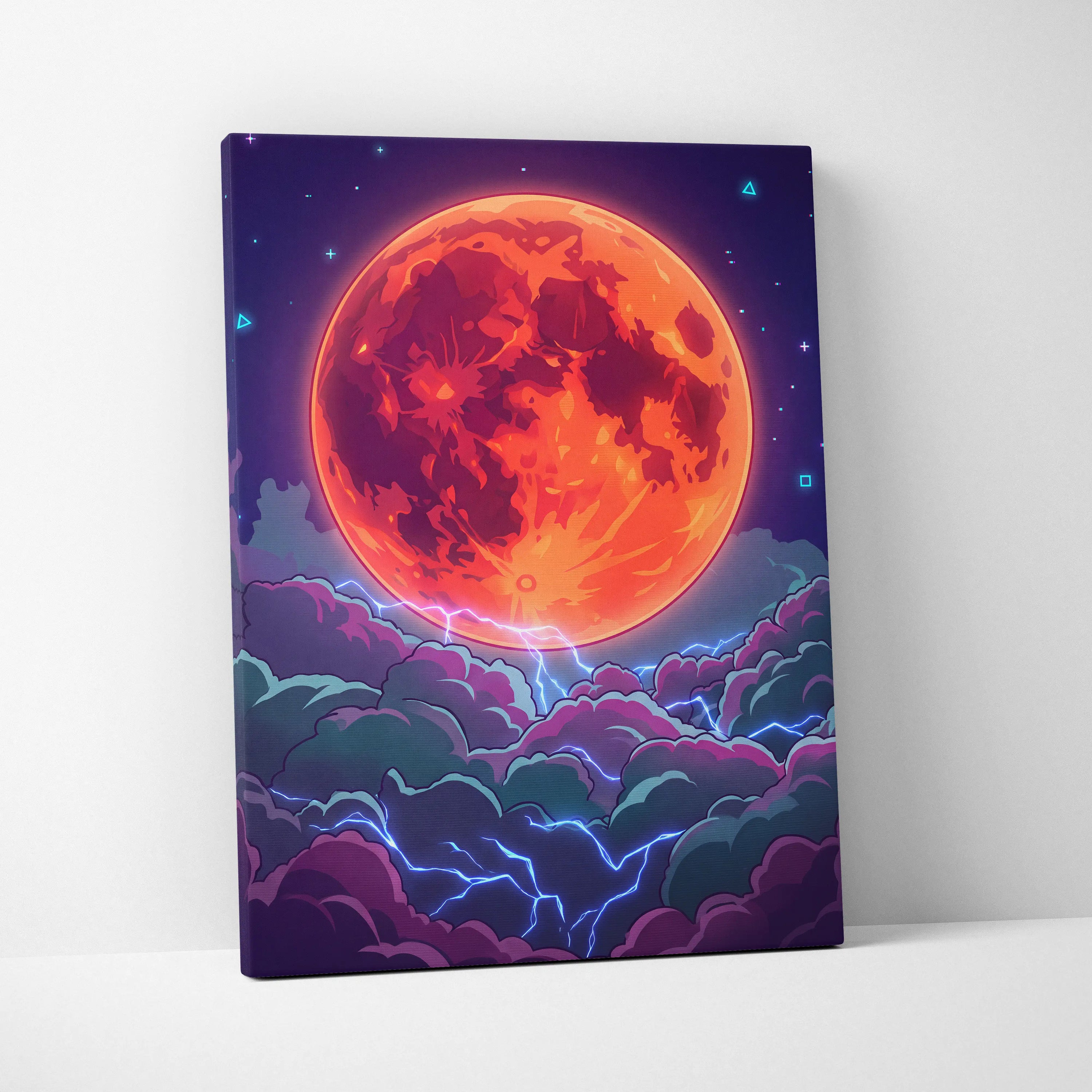 Neon Planet Vaporwave Canvas - Planet Orange Purple Living Room Vaporwave Dreamy Neon Retro-Futurist Neon City Canvas