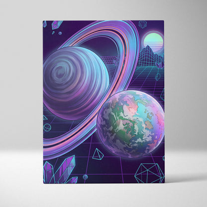 Neon Vaporwave Canvas Odyssey - Vaporwave Neon Sunset Canvas Living Room Retro Dreamy Mood Modern Decor Canvas Art