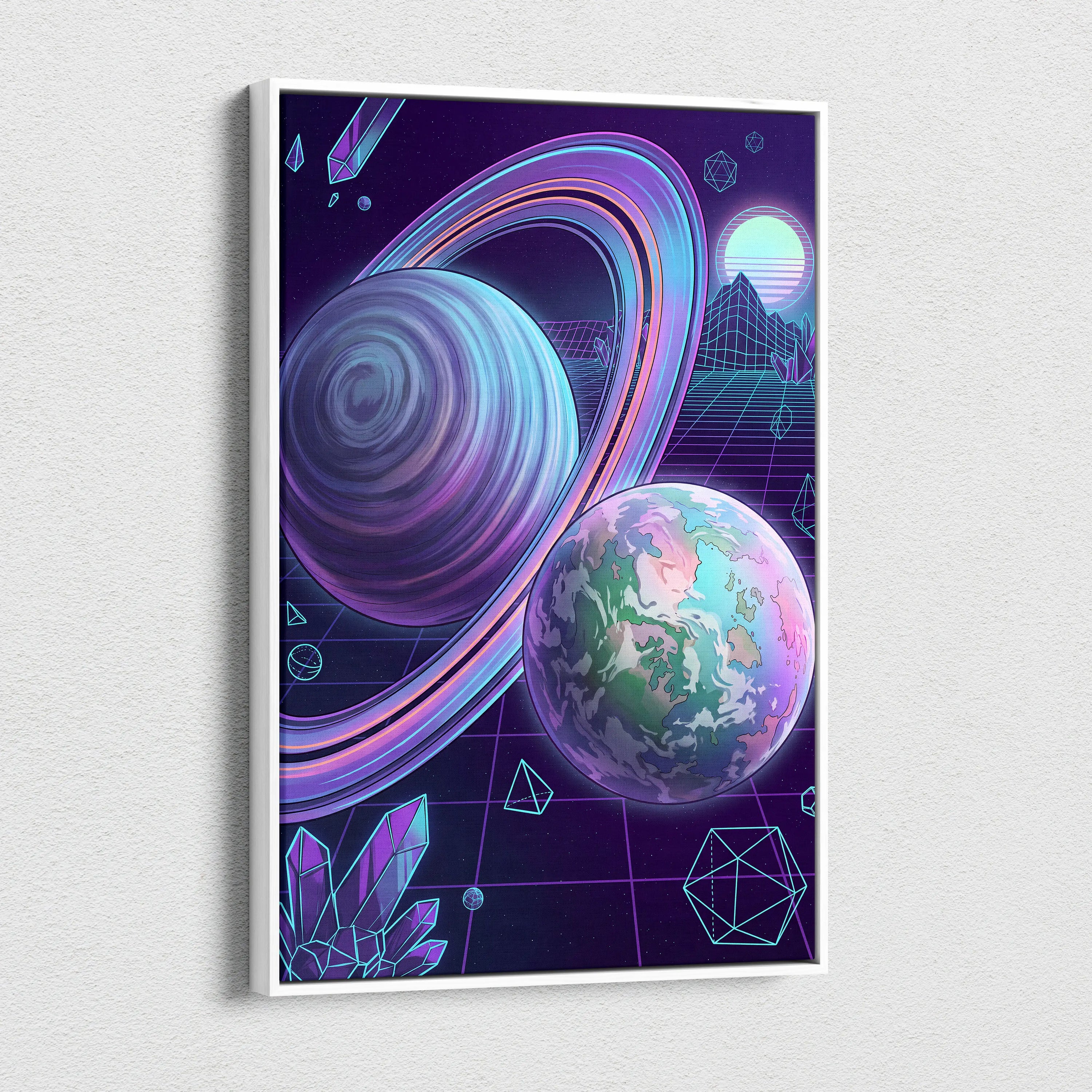 Neon Vaporwave Canvas Odyssey - Vaporwave Neon Sunset Canvas Living Room Retro Dreamy Mood Modern Decor Canvas Art