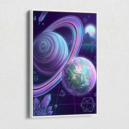 Neon Vaporwave Canvas Odyssey - Vaporwave Neon Sunset Canvas Living Room Retro Dreamy Mood Modern Decor Canvas Art