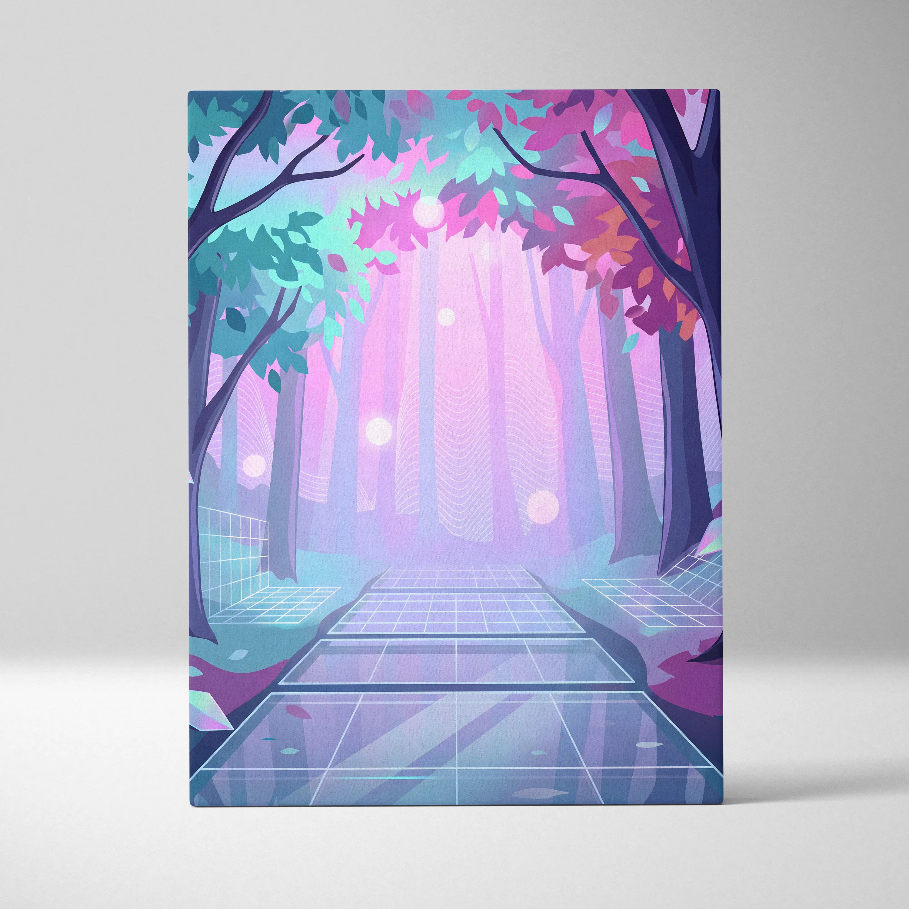 Vaporwave Neon Sunset Canvas - Vaporwave Artwork Neon Teal Living Room Retro Futurism Dreamy Neon Vaporwave Canvas