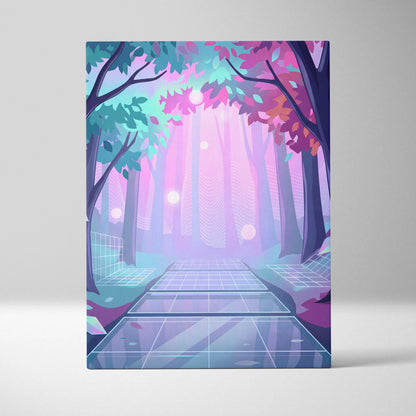 Vaporwave Neon Sunset Canvas - Vaporwave Artwork Neon Teal Living Room Retro Futurism Dreamy Neon Vaporwave Canvas