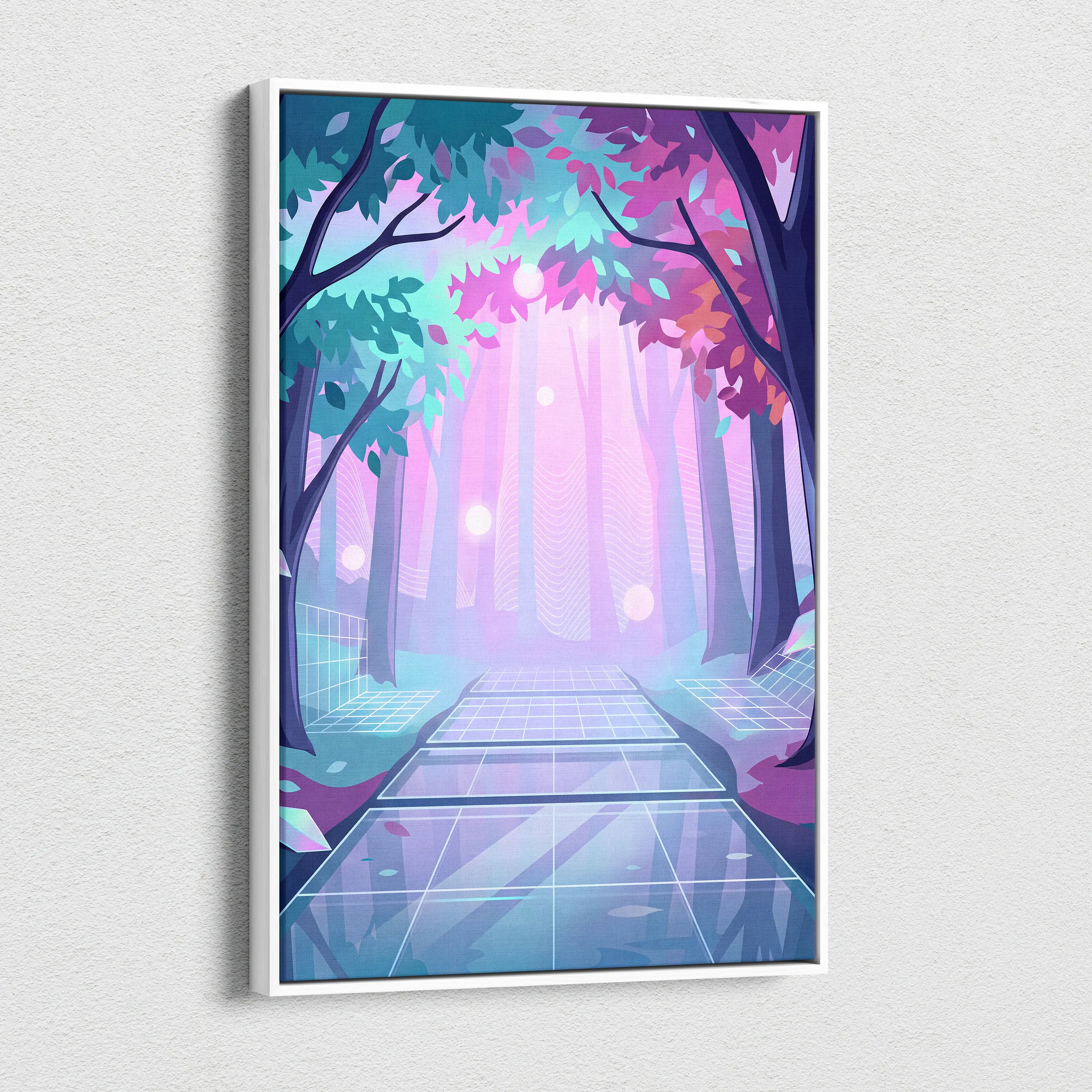 Vaporwave Neon Sunset Canvas - Vaporwave Artwork Neon Teal Living Room Retro Futurism Dreamy Neon Vaporwave Canvas