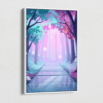 Vaporwave Neon Sunset Canvas - Vaporwave Artwork Neon Teal Living Room Retro Futurism Dreamy Neon Vaporwave Canvas