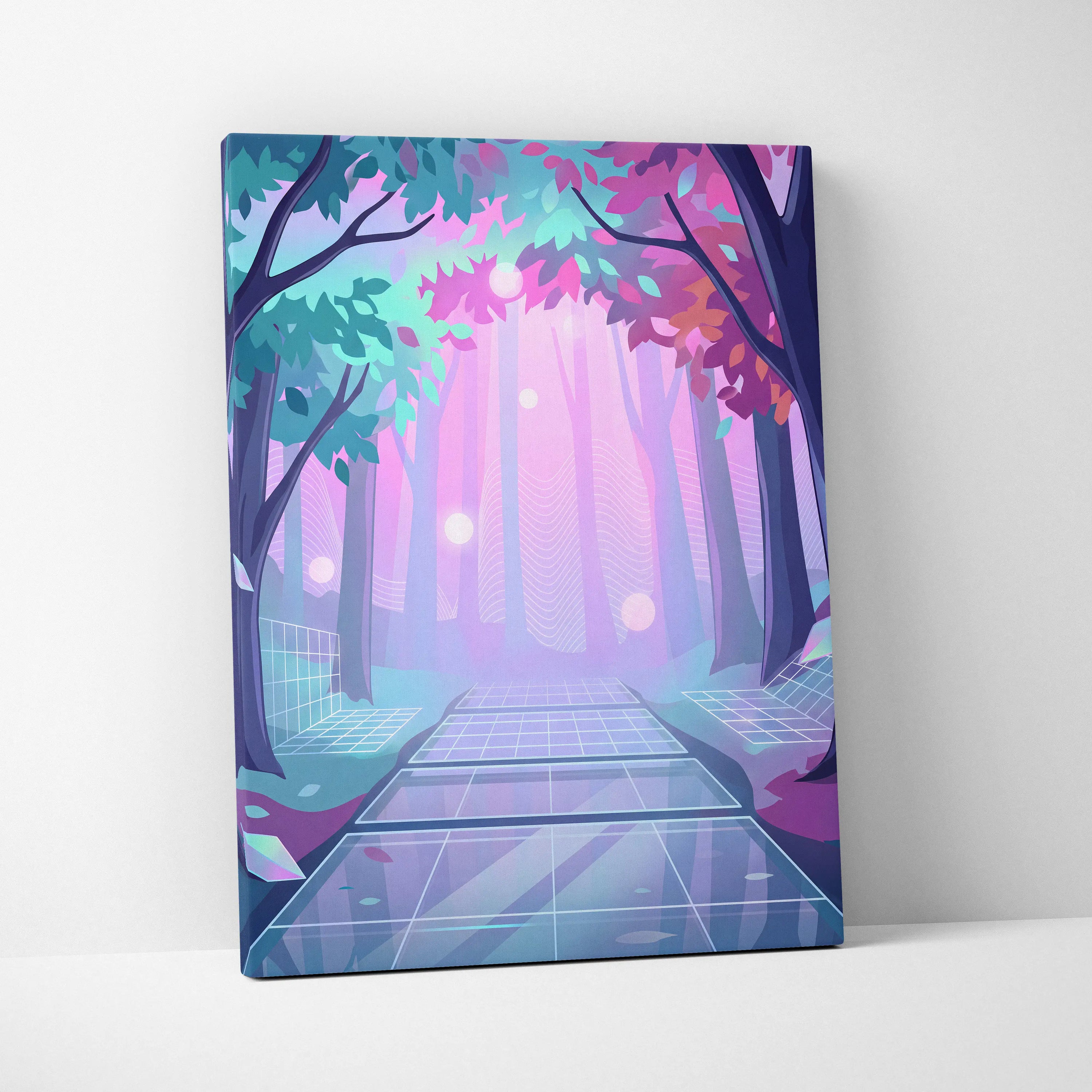 Vaporwave Neon Sunset Canvas - Vaporwave Artwork Neon Teal Living Room Retro Futurism Dreamy Neon Vaporwave Canvas