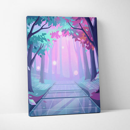 Vaporwave Neon Sunset Canvas - Vaporwave Artwork Neon Teal Living Room Retro Futurism Dreamy Neon Vaporwave Canvas