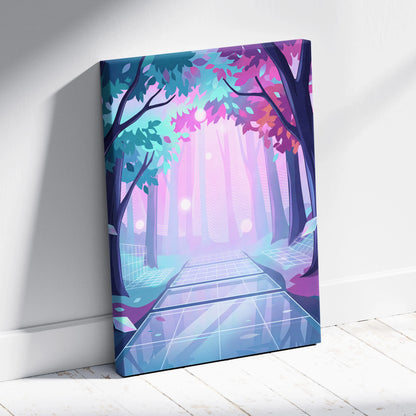 Vaporwave Neon Sunset Canvas - Vaporwave Artwork Neon Teal Living Room Retro Futurism Dreamy Neon Vaporwave Canvas