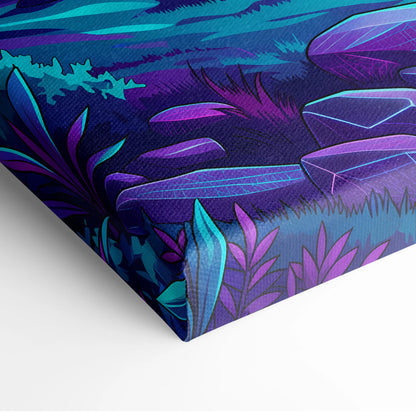 Vaporwave Neon Mountain Vista - Landscape Neon Pink Purple Living Room Vaporwave - Dreamy Neon Mood Canvas