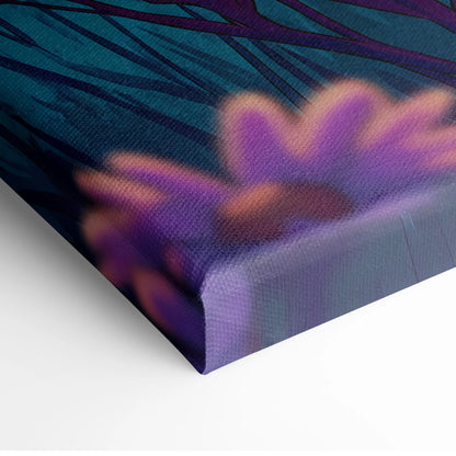 Neon Sunset Vaporwave Canvas - Vaporwave Landscape Neon Pink Purple Living Room Art Dreamy Mood Retro Aesthetic Canvas