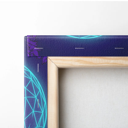 Neon Vaporwave Canvas Glow - Vaporwave Landscape Neon Blue Purple Living Room Retro Futurism Dreamy Vaporwave Canvas